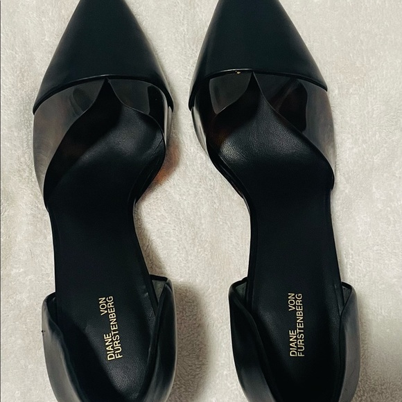 DIANE VON FURSTENBERG Black/Cheetah looking  pointy bump shoes size US 6 1/2 - Picture 7 of 10